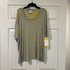 Cabi Yellow Striped Cruise Tee, Size S (oversized), 6131